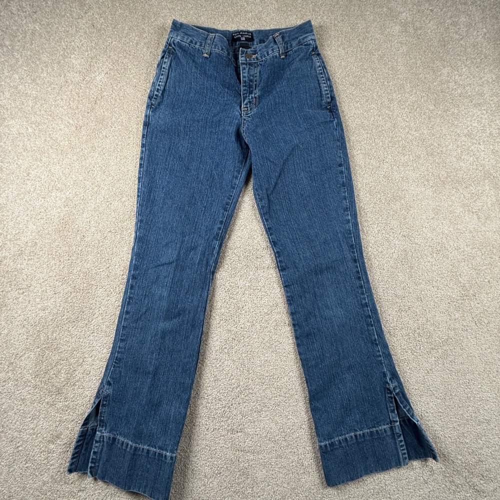 Polo Jeans Co Ralph Lauren Blue Straight Leg Side Slit Denim Pants Womens 12